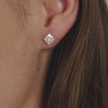 Load and play video in Gallery viewer, Gabriel &amp; Co. Pave Diamond Square Geometric Studs
