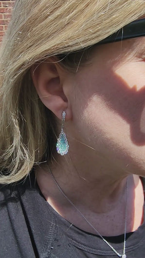 Simon G. Caribbean Blue Paraiba Large Pave Earrings on Ear