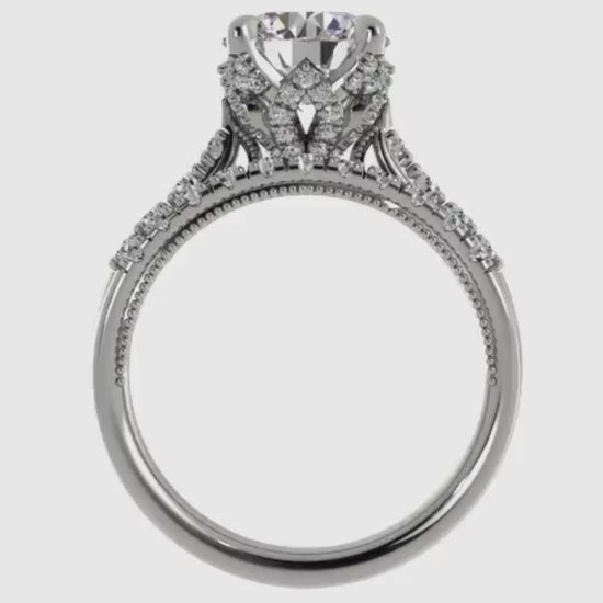 Ben Garelick Astra Galactic White Gold 2-Carat Head Round Diamond Engagement Ring Set