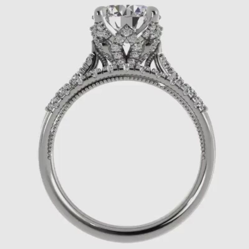 Ben Garelick Astra Galactic White Gold 2-Carat Head Round Diamond Engagement Ring Set