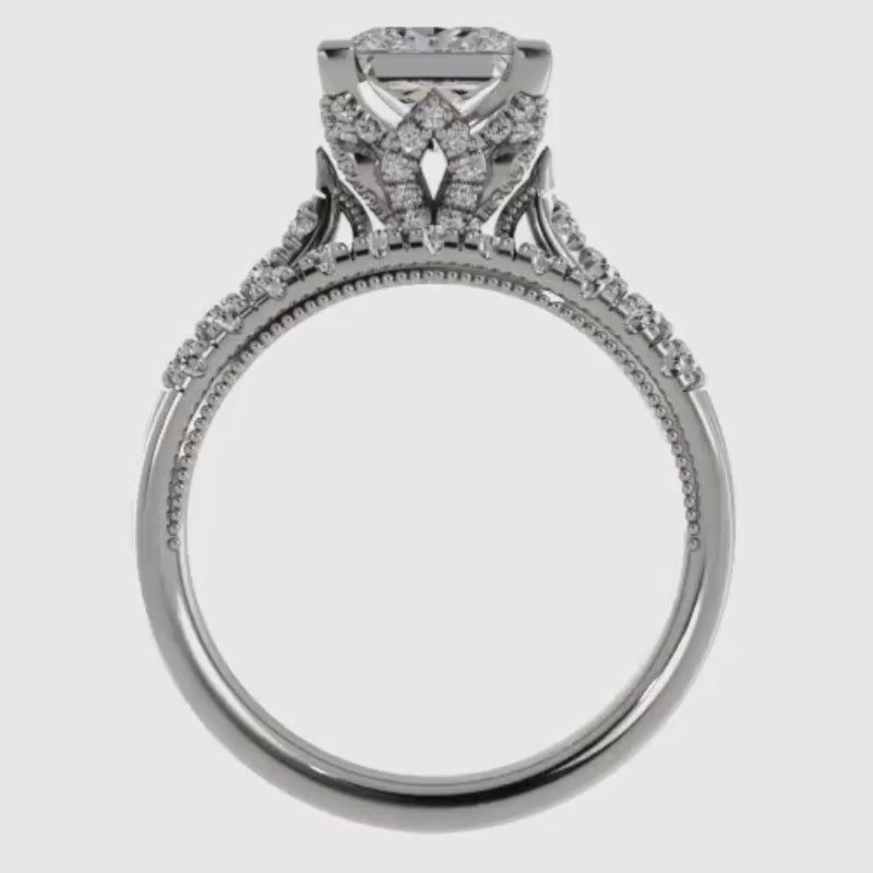 Ben Garelick Astra Galactic White Gold 2-Carat Head Round Diamond Engagement Ring Set