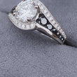Load and play video in Gallery viewer, Barkev&#39;s &quot;Swirl Halo&quot; Black Diamond Engagement Ring
