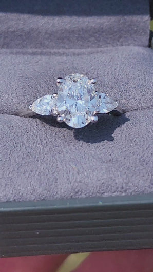 Video of BGLG Darien 2.5 Carat Oval Three Stone Lab-Grown Diamond Engagement Ring