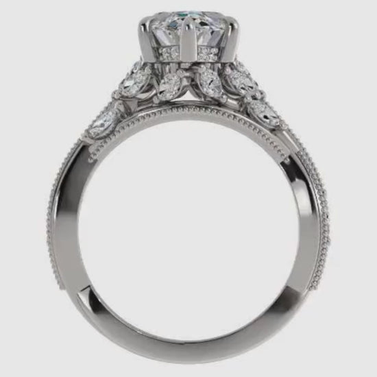Ben Garelick Bellatrix 3.00 Carat Marquise Diamond White Gold Crown Engagement Ring Video