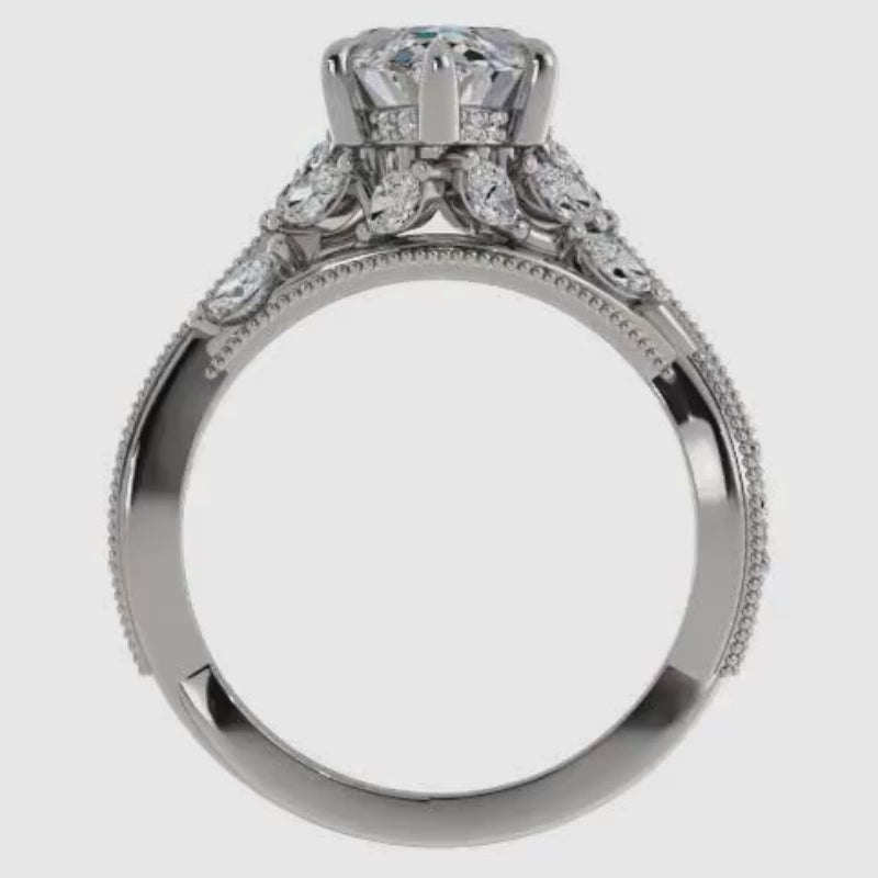 Ben Garelick Bellatrix 3.00 Carat Marquise Diamond White Gold Crown Engagement Ring Video