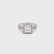 Load and play video in Gallery viewer, Kirk Kara White Gold Pirouetta Large Princess Cut Halo Diamond Engagement Ring Full Shot Video
