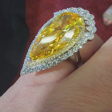 Load and play video in Gallery viewer, Lafonn Simulated Canary Yellow Pear Cut Diamond Ring
