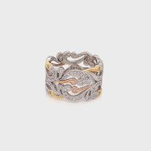 Load and play video in Gallery viewer, Kirk Kara &quot;Angelique&quot; Tri-Color Scrollwork Filigree Diamond Anniversary Ring
