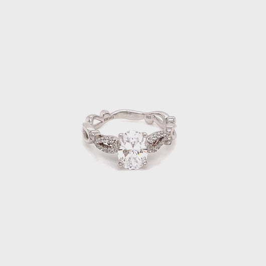 Kirk Kara White Gold "Rayana" Cathedral Diamond Engagement Ring with Oval Center Full Shot VIdeo