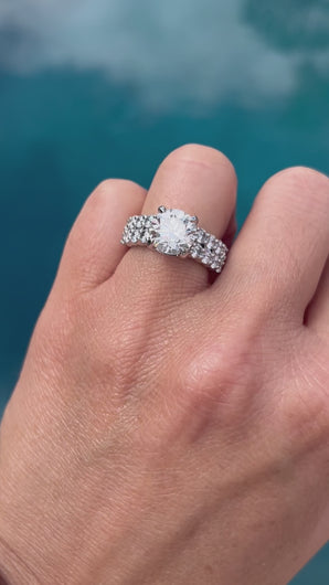 Video of BGLG Getty 5.75 Carat Round Lab-Grown Two-Row Diamond Engagement Ring