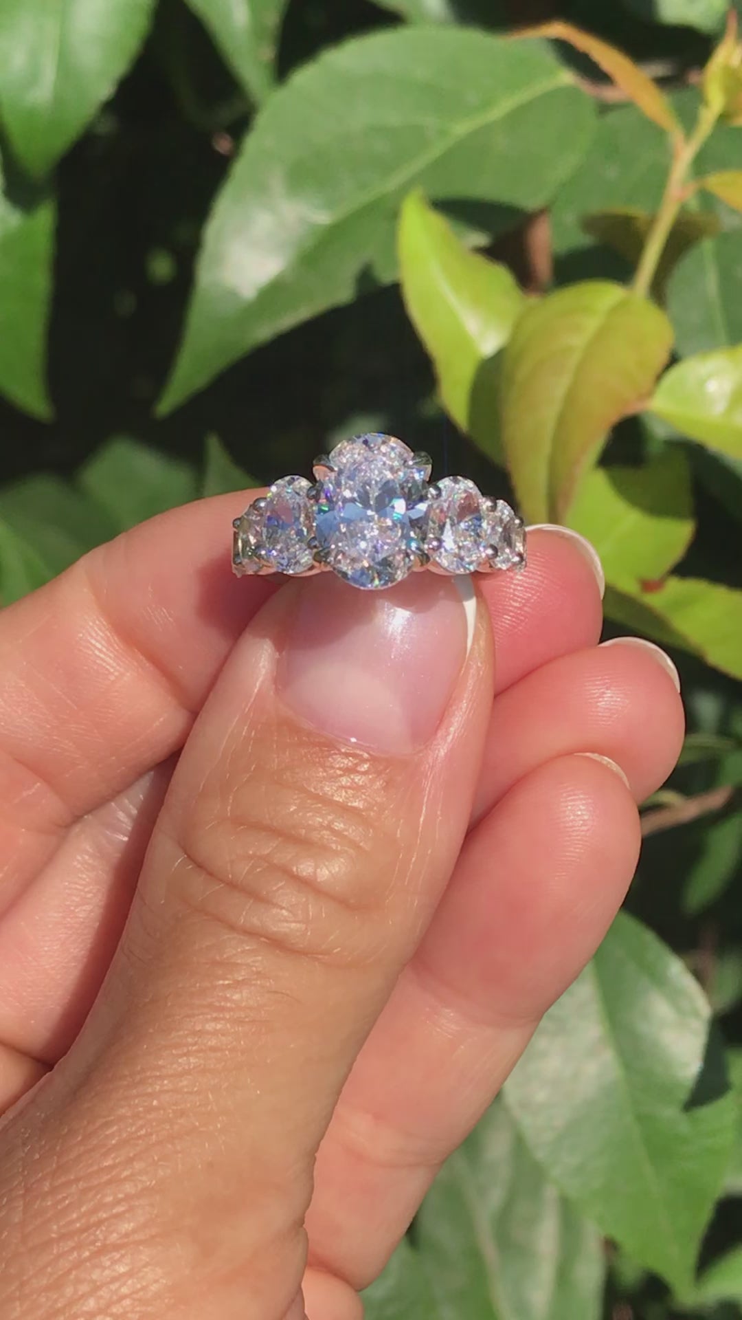 Video of BGLG Holmby 5.5 Carat Oval Lab-Grown Diamond Engagement Ring with Large Graduating Side Lab-Diamonds