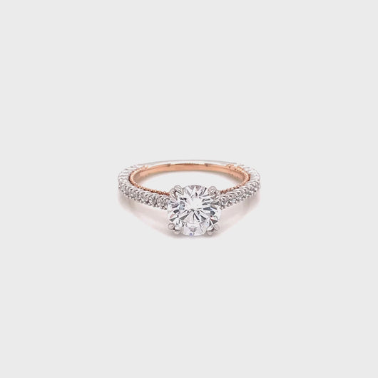 Kirk Kara White & Rose Gold "Stella" Beaded Diamond Engagement Ring Full Shot Video