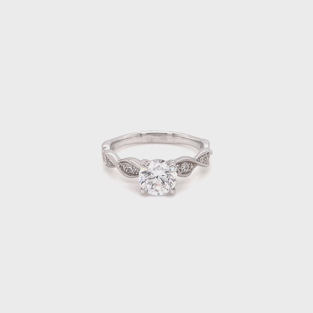 Kirk Kara White Gold "Pirouetta" Twist Milgrain Engagement Ring Full Shot Video