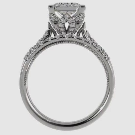 Ben Garelick Astra Galactic White Gold 3-Carat Head Princess Diamond Engagement Ring Set