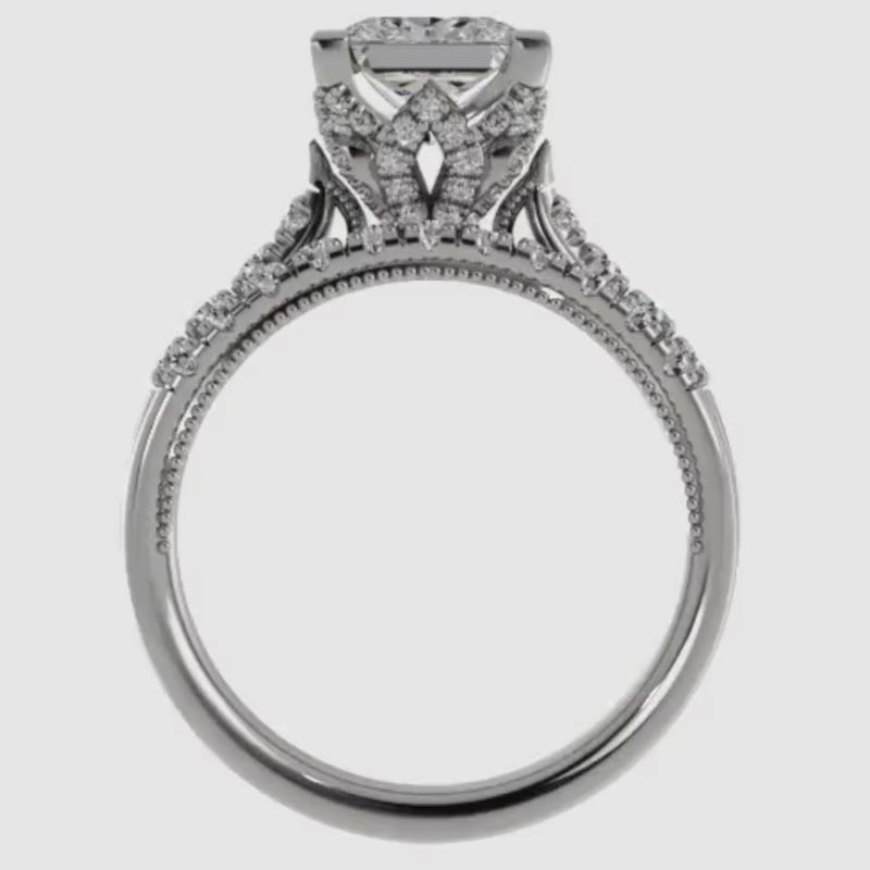 Ben Garelick Astra Galactic White Gold 3-Carat Head Princess Diamond Engagement Ring Set