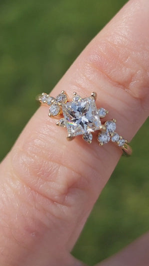 Ben Garelick Compass Set Princess Cut Starlight Engagement Ring on Finger