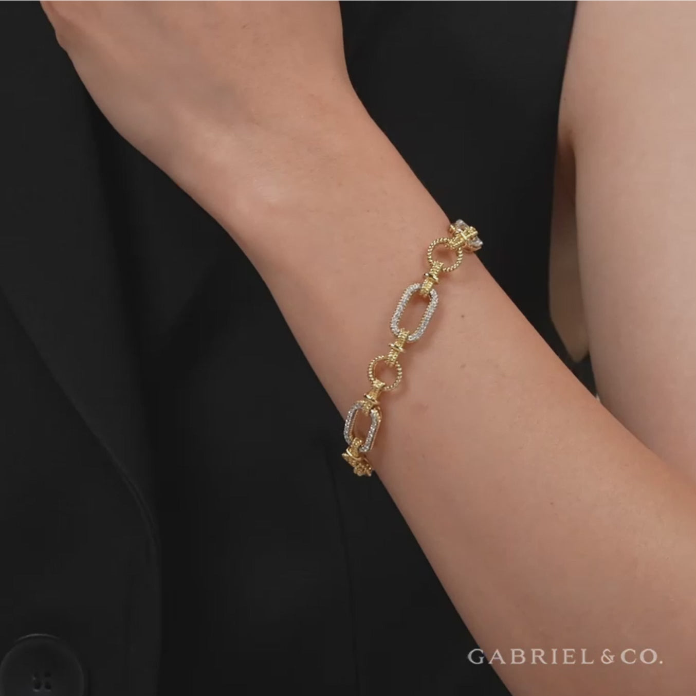 Gabriel & Co. Diamond Bracelet with Alternating Links on Model