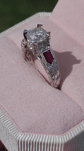 Video of Kirk Kara "Charlotte" Large Center Ruby & Diamond Engagement Ring