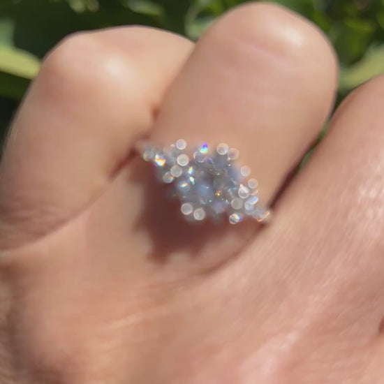 Video of Ben Garelick White Gold Compass Set Princess Cut Starlight Engagement Ring on a Hand