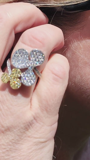 Video of Simon G. Large Contemporary Pave Set Diamond Ribbon Earrings on Ear