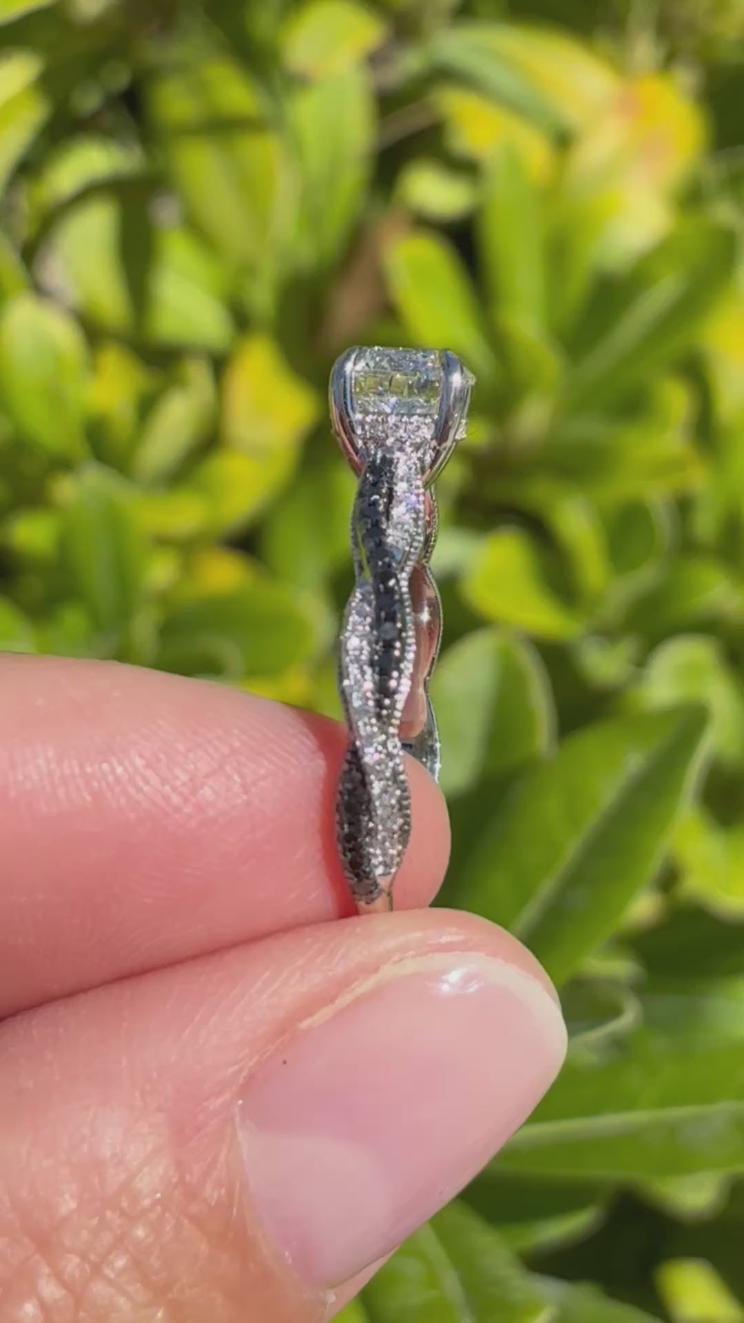 Ben Garelick 14K White Gold Luna Twist Hidden Halo Black & White Diamond Engagement Ring