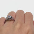 Load and play video in Gallery viewer, Barkev&#39;s Floral Detailed Black Diamond Halo Engagement Ring
