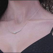 Load and play video in Gallery viewer, Gabriel &amp; Co. Pavé Diamond Bujukan Curved Bar Necklace
