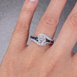 Load and play video in Gallery viewer, Barkev&#39;s Blue Sapphire &quot;Halo Swirl&quot; Diamond Engagement Ring
