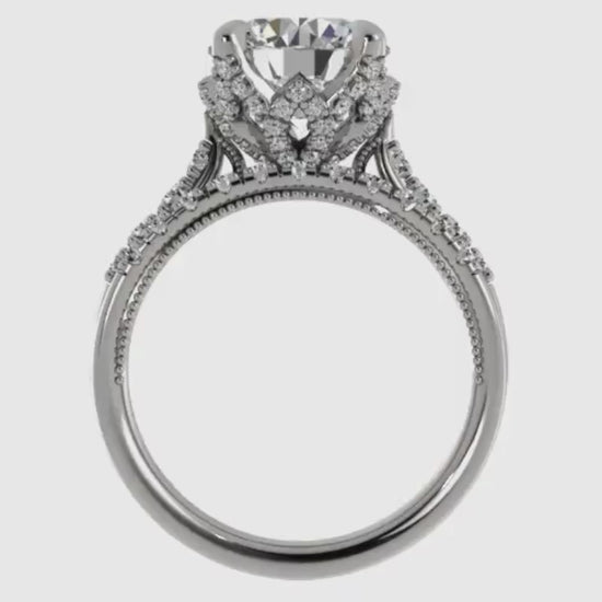 Ben Garelick Astra Galactic White Gold 3-Carat Head Round Diamond Engagement Ring Set