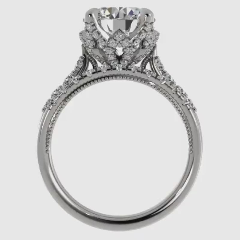 Ben Garelick Astra Galactic White Gold 3-Carat Head Round Diamond Engagement Ring Set