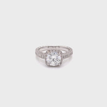 Load and play video in Gallery viewer, Kirk Kara &quot;Carmella&quot; Cushion Halo Diamond Engagement Ring
