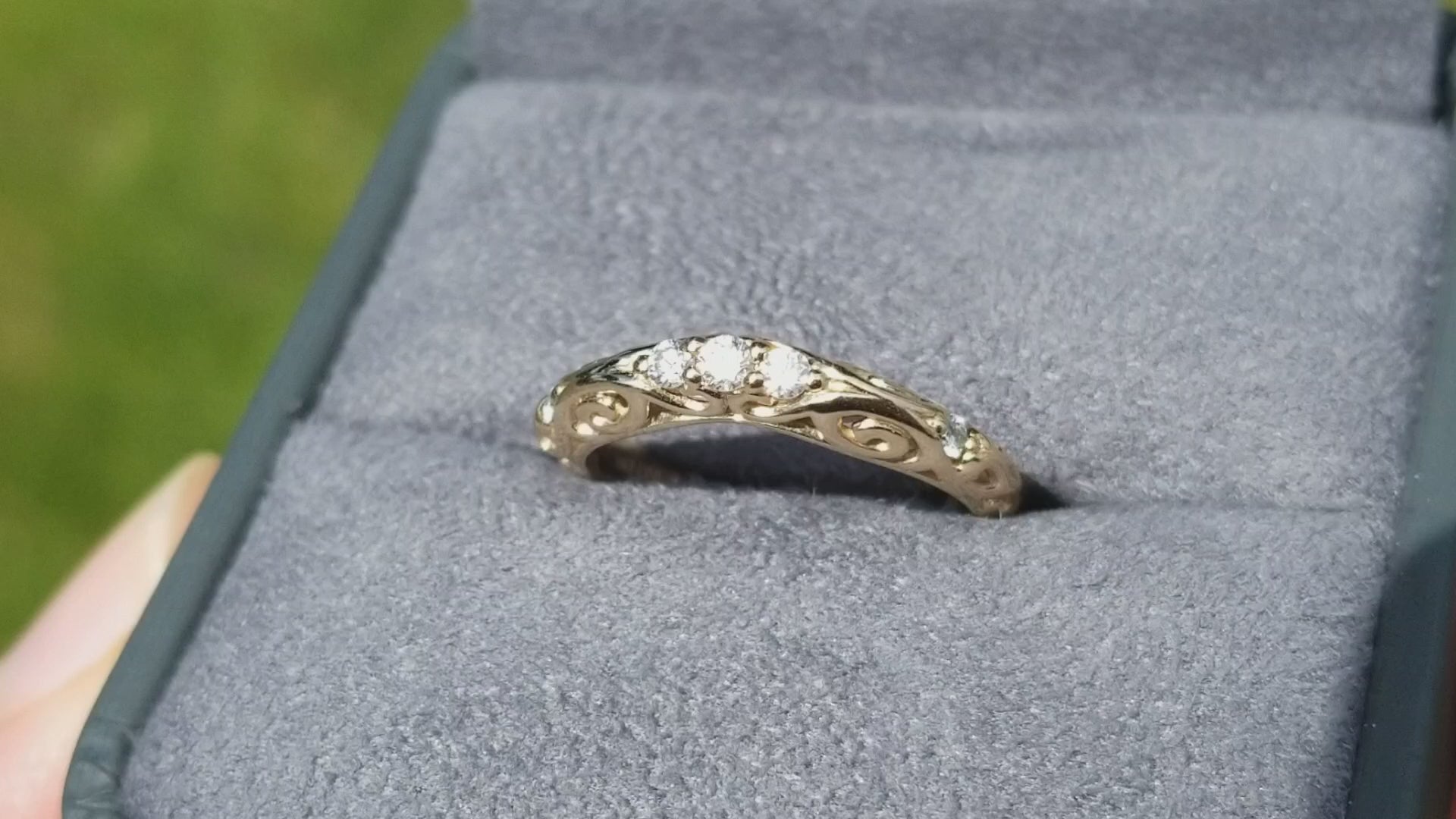 Artcarved Peyton Yellow Gold Curved Diamond Wedding Band