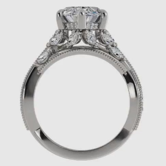 Ben Garelick Bellatrix 4.00 Carat Marquise Diamond White Gold Crown Engagement Ring Video