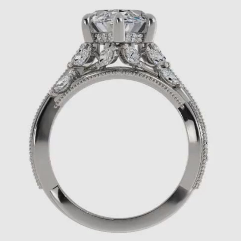 Ben Garelick Bellatrix 4.00 Carat Marquise Diamond White Gold Crown Engagement Ring Video