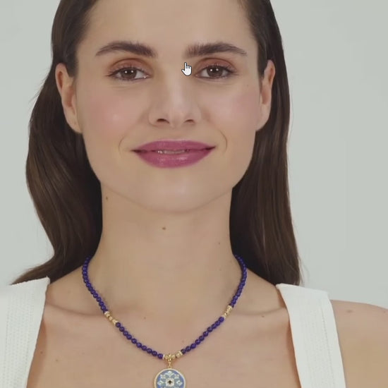 Video od Gabriel & Co. Yellow Gold Bujukan Multicolor Enamel Medallion Pendant