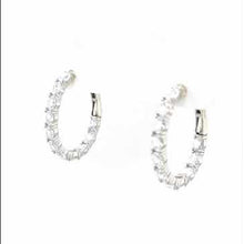 Load and play video in Gallery viewer, Lafonn Simulated Diamond Round Cut Hoop Earrings
