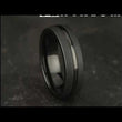 Load and play video in Gallery viewer, Benchmark Tantalum Grey with Black Stripe Wedding Band
