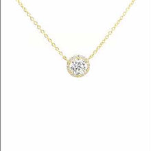 Load and play video in Gallery viewer, Lafonn Simulated Yellow Gold Round Cut Diamond Halo Pendant
