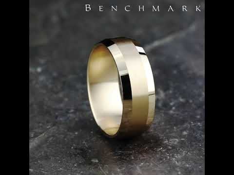 Benchmark The Chancellor 8MM Yellow Gold with Satin & High Polish Beveled Edge Wedding Band