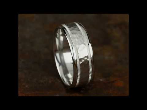 Benchmark The Baxter 8MM Hammered Two-Tone Milgrain Wedding Band