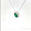 Load and play video in Gallery viewer, Lafonn Oval Cut Simulated Emerald &amp; Diamond Halo Pendant
