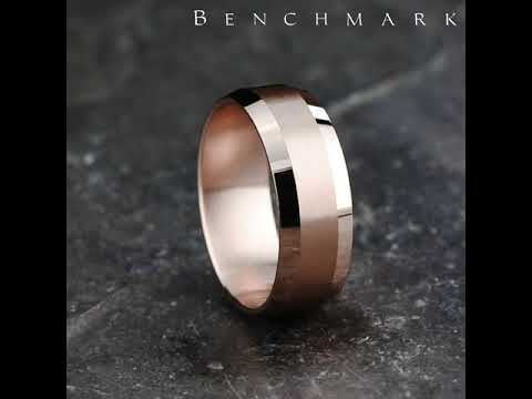 Benchmark The Chancellor 8MM Rose Gold with Satin & High Polish Beveled Edge Wedding Band