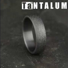 Load and play video in Gallery viewer, Benchmark &quot;Tantalum&quot; Stone Finish Comfort Fit Grey &amp; Black Wedding Band
