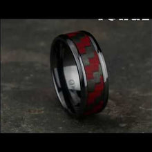 Load and play video in Gallery viewer, Benchmark &quot;The Senna&quot; 8MM Carbon Fiber Wedding Band
