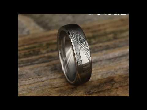 Benchmark The Euro Classic 6.5mm Damascus Steel High Polish Comfort Fit Wedding Band