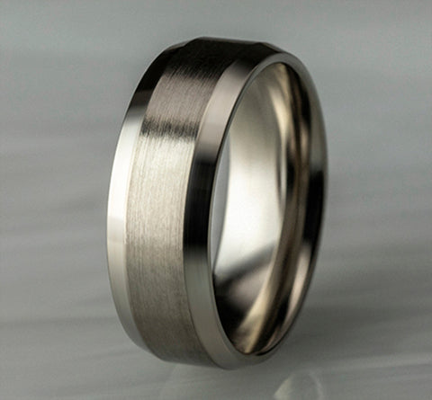 Benchmark The Chancellor 8MM with Satin & High Polish Beveled Edge Wedding Band