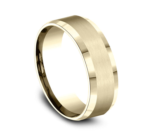 Benchmark The Chancellor 8MM Yellow Gold with Satin & High Polish Beveled Edge Wedding Band