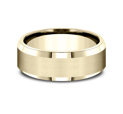 Benchmark The Chancellor 8MM Yellow Gold with Satin & High Polish Beveled Edge Wedding Band