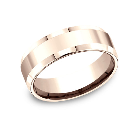 Benchmark The Highland 8MM High Polish Rose Gold Comfort Fit Wedding Band