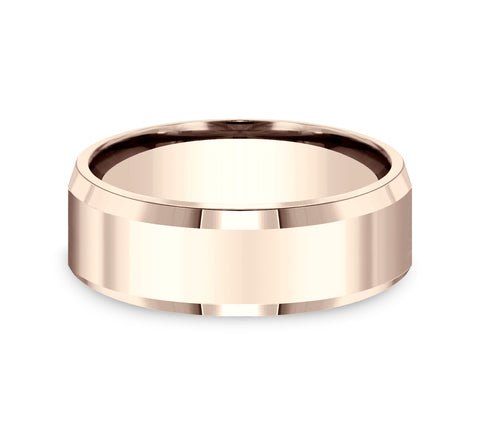 Benchmark The Highland 8MM High Polish Rose Gold Comfort Fit Wedding Band